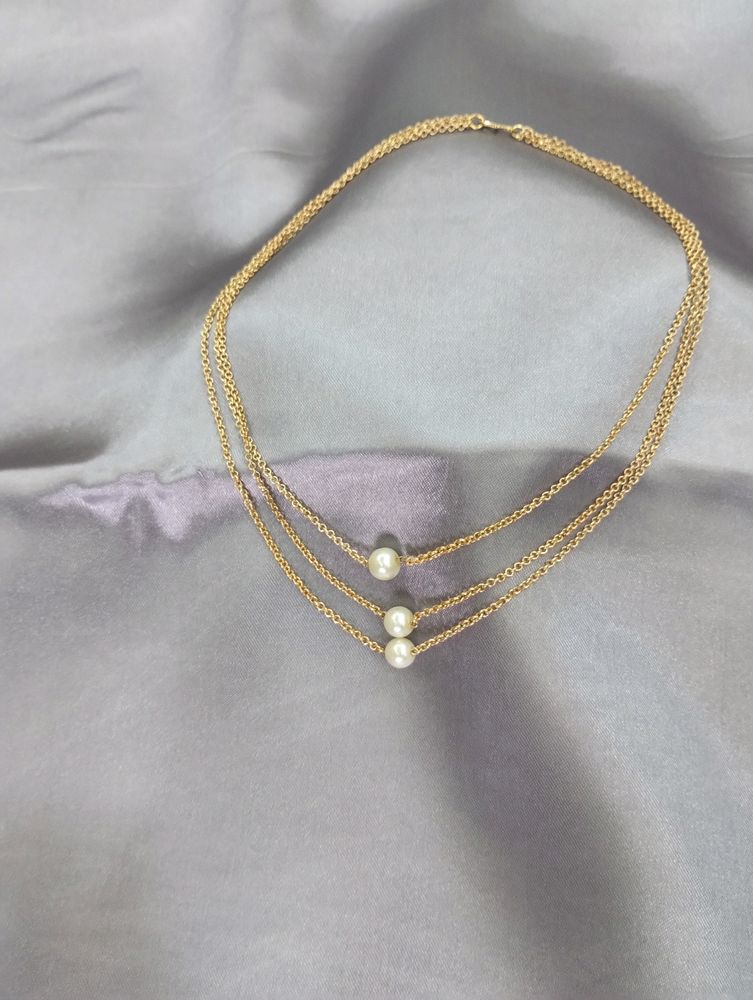 Stylish 3 Layer Chain With Pearl