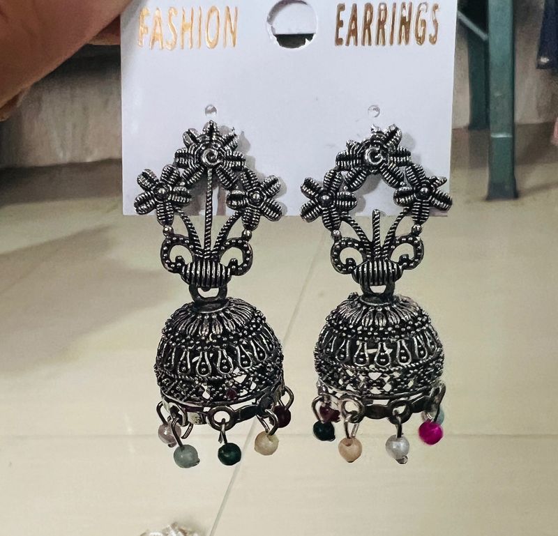 Ethnic silver earrings