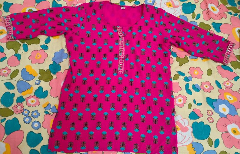 Pink Printed Kurti For Women