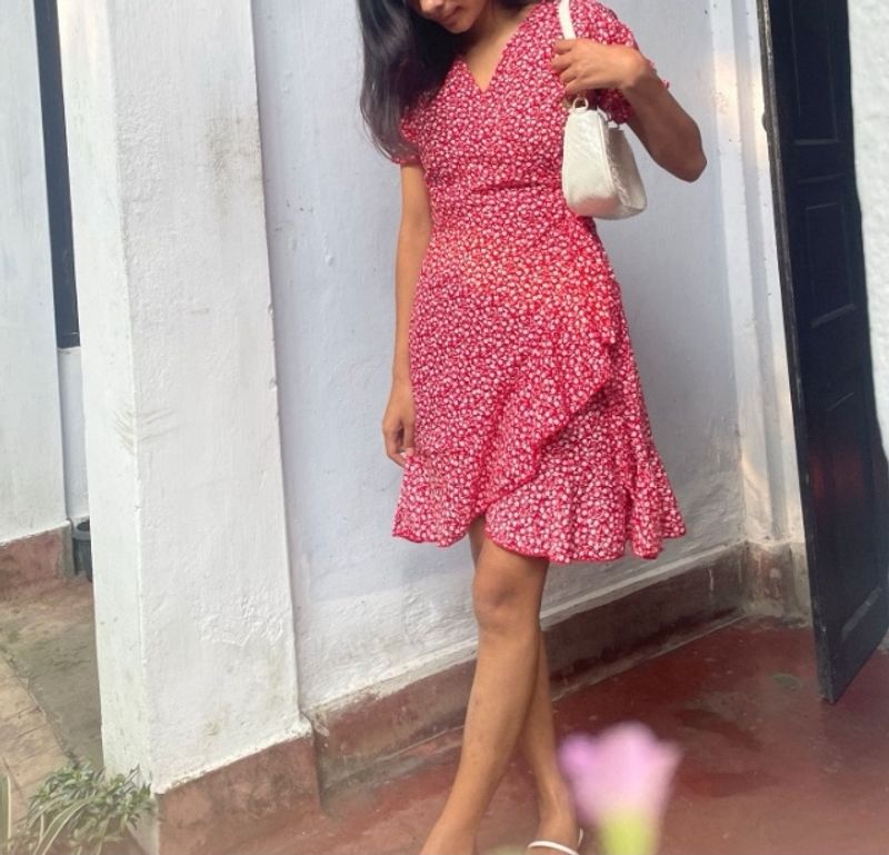 Floral Red Dress