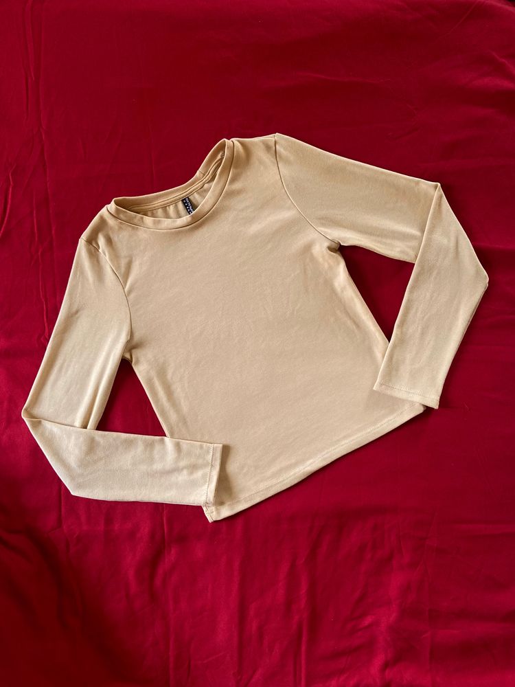 Tokyo Talkies Beige Fitted Top