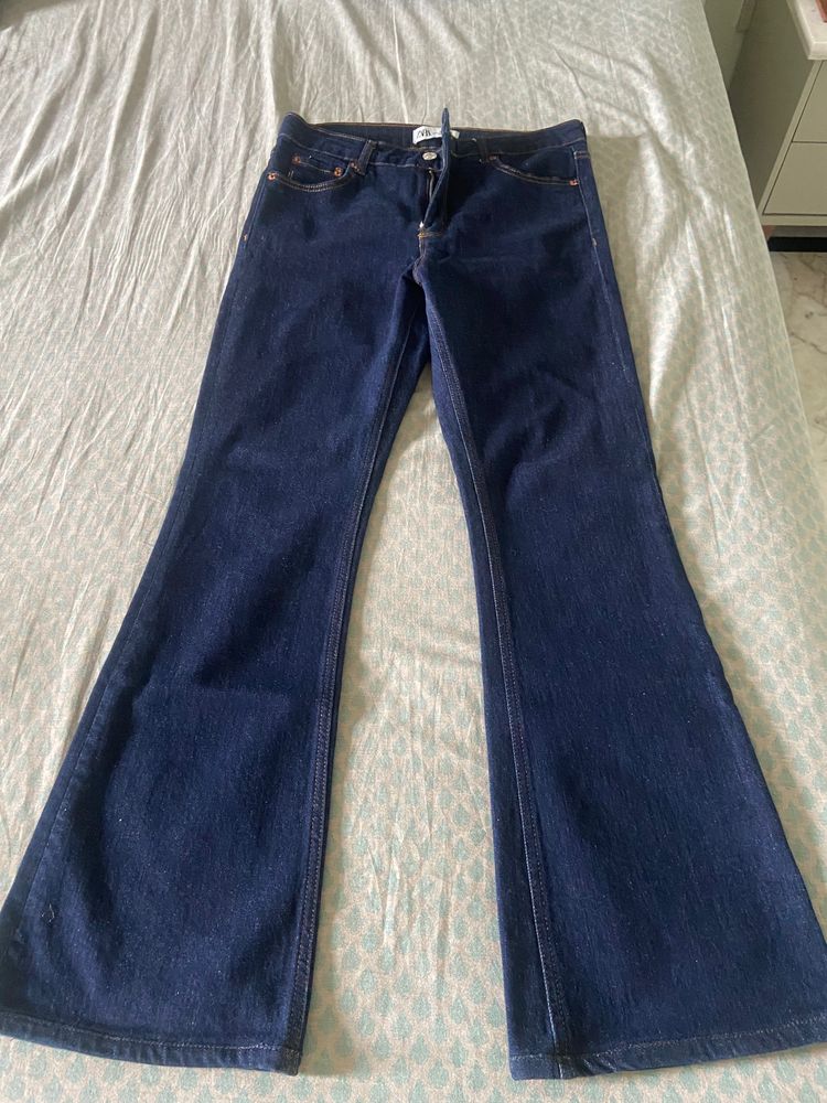 Zara Dark Blue Flare Jeans