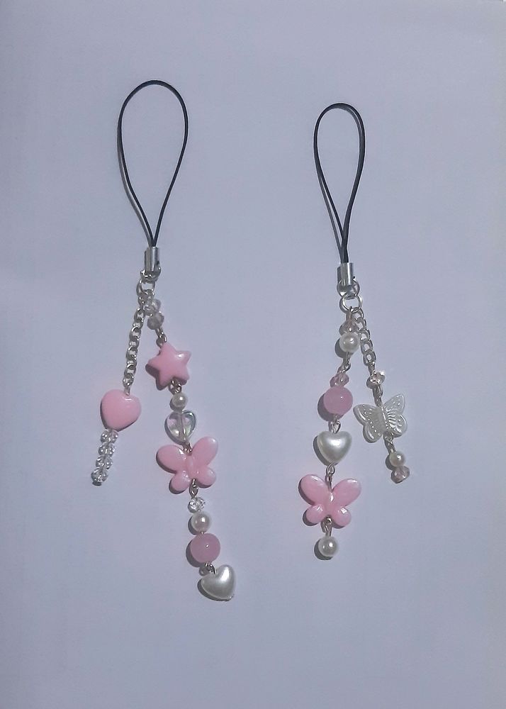 Combo Of 2 Cute Pink Butterfly Mobile Charm