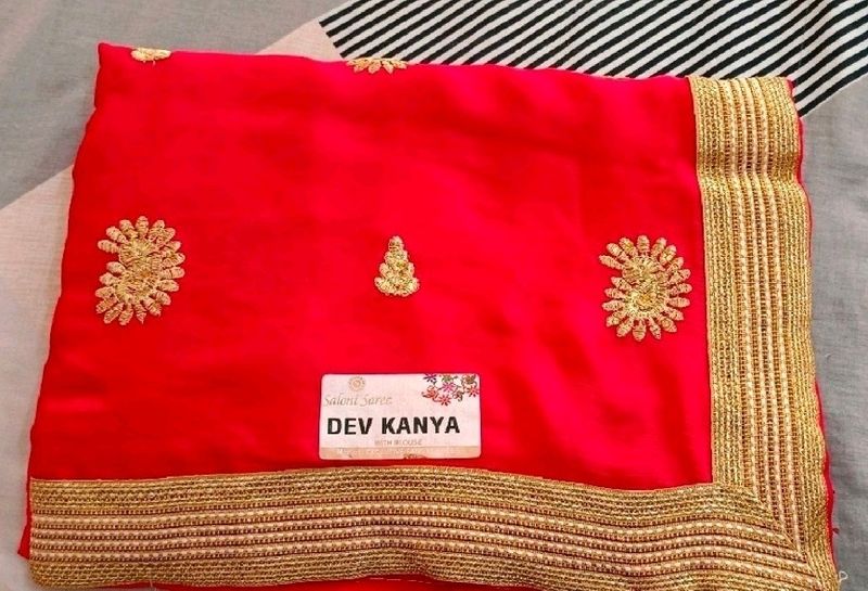 New Red Work Saree