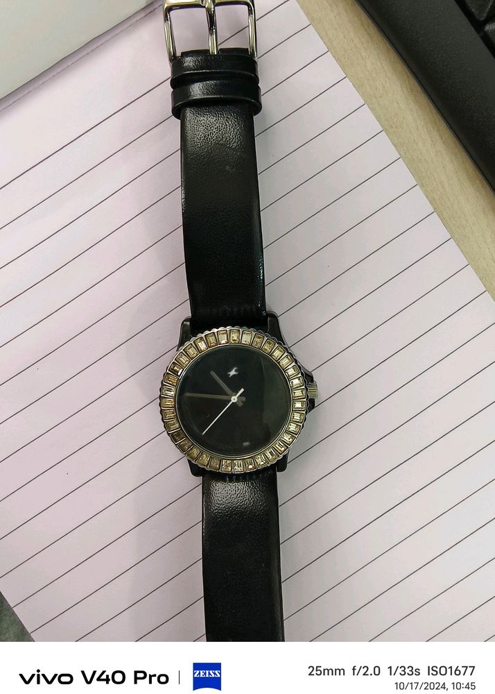 Hip Hop Black Analog Watch with Diamond Studded