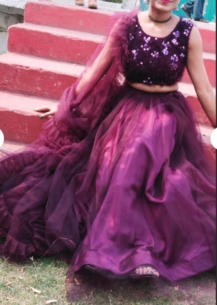 Purple 💜 Heavy Flare Lehnga 😍I Only Wear One Time...It's Totally New 🆕 My Hight Is 5.6 Inch It's Totally Perfect 😍🔥Go For It Guyes Hurry Up