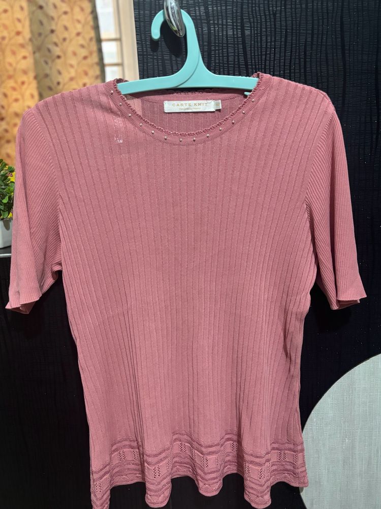 Ribbed Pink Top