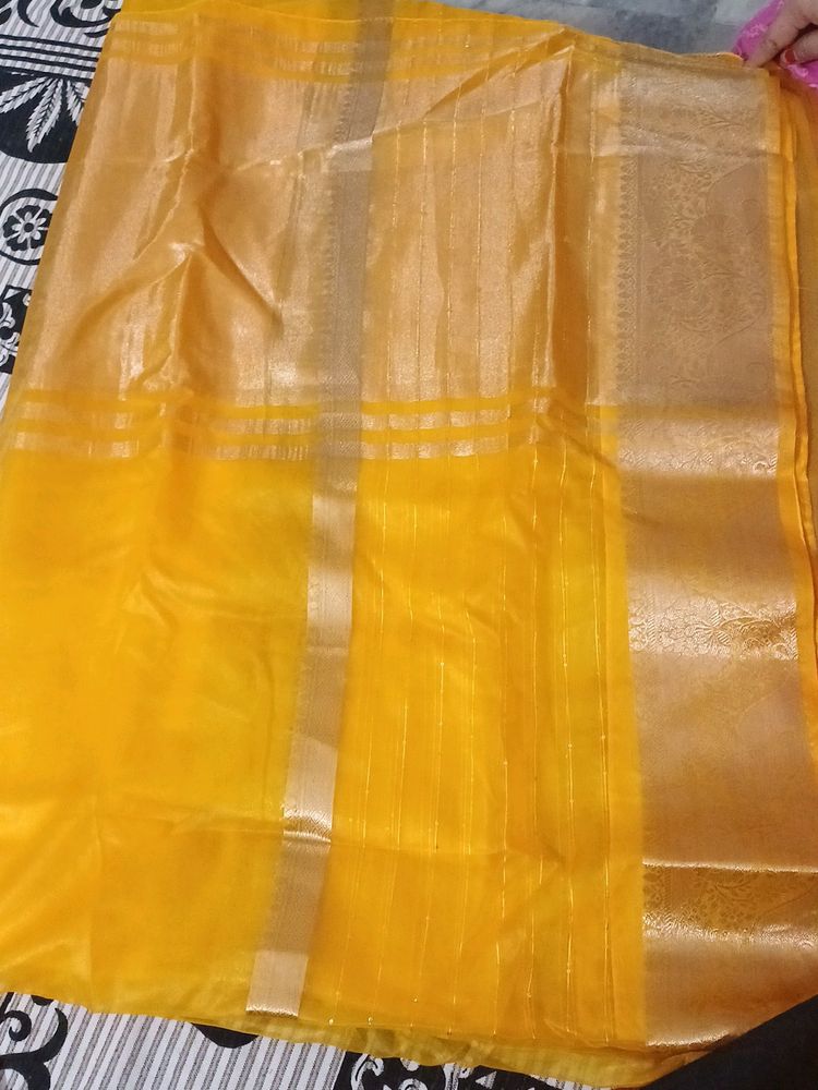 Mustard Tissue  Silk Saree . Best Colour .