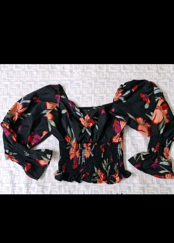 Black Floral Top