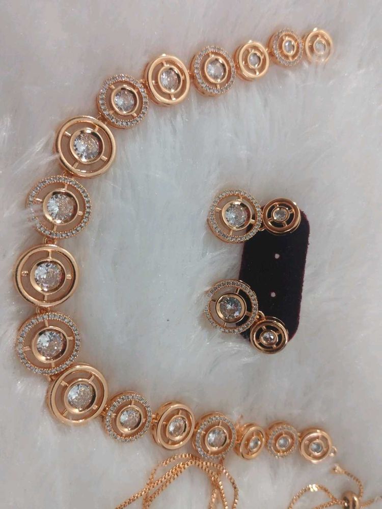 DC Brand American Diamond Rosegold Necklace