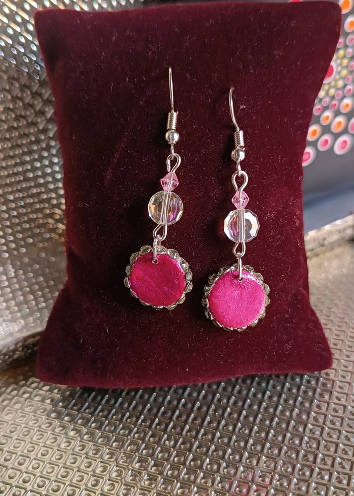 Pink Clay earrings With crystals