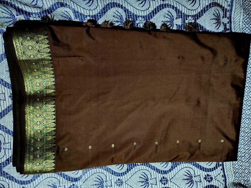 🤎 Beautiful Brown Saree With Blouse 😍