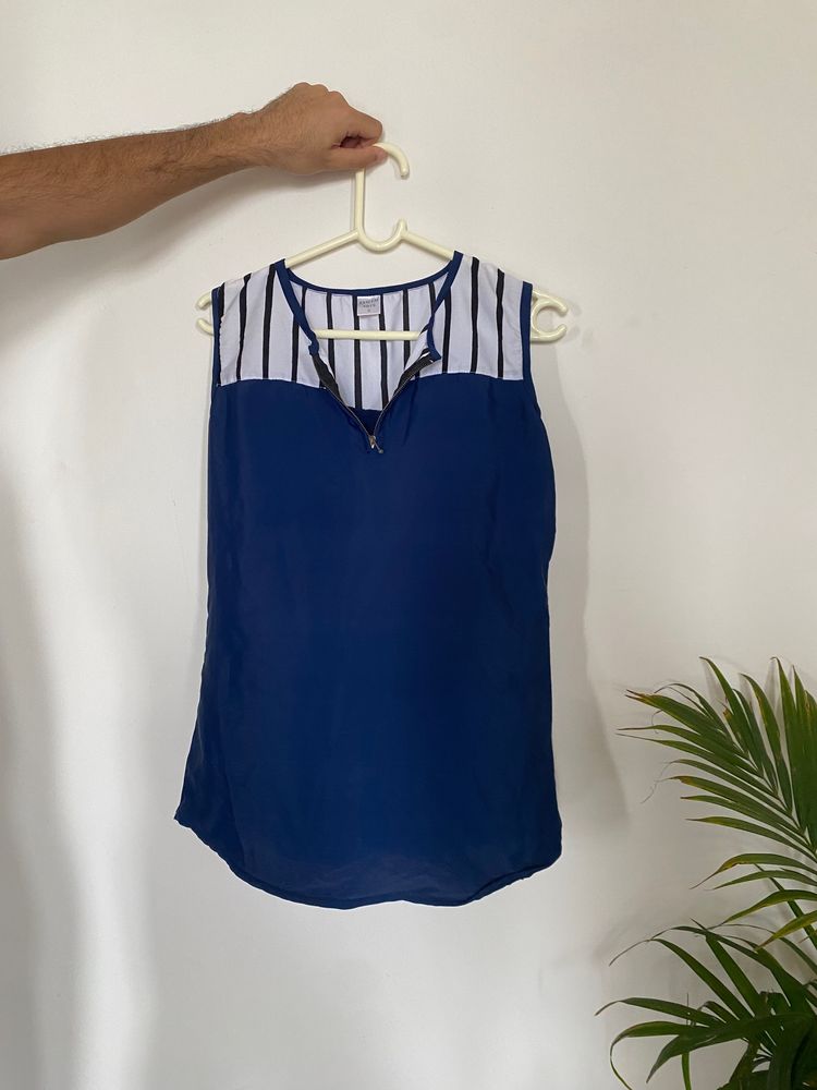 Blue Crepe Top