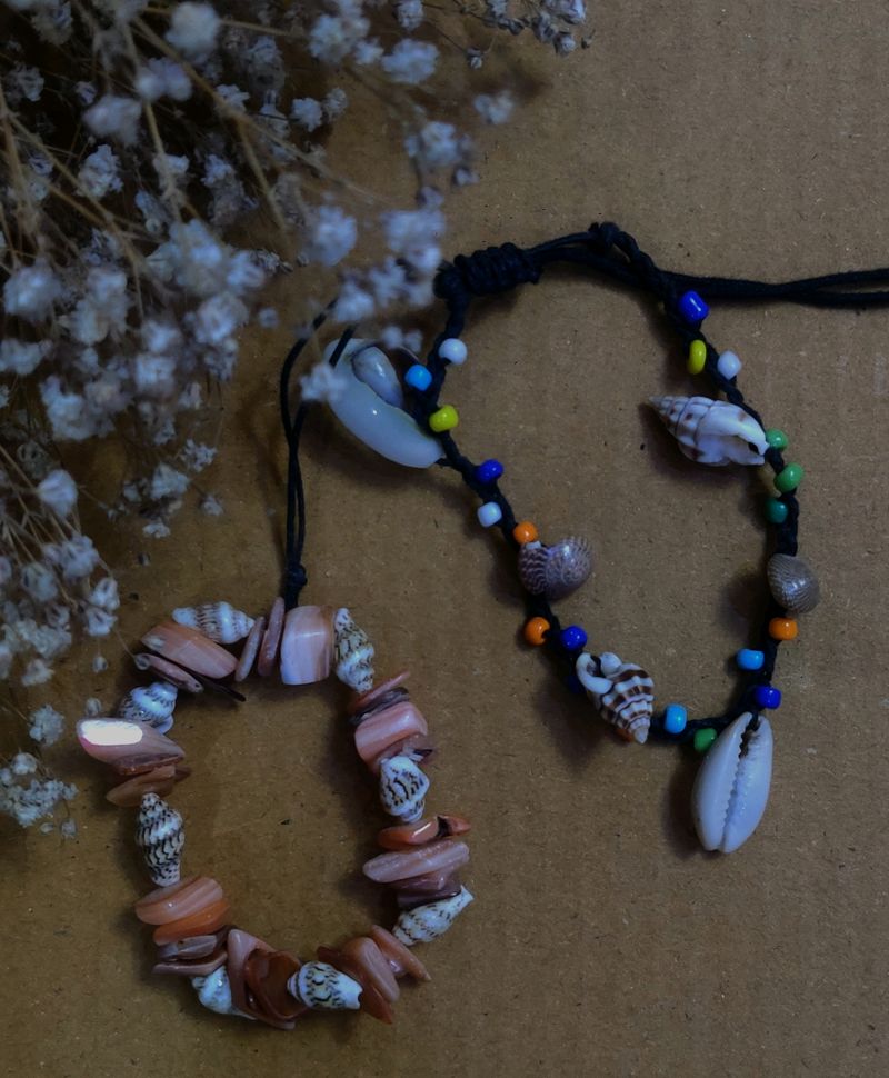 Sea Shell Black Band Bracelet Combo