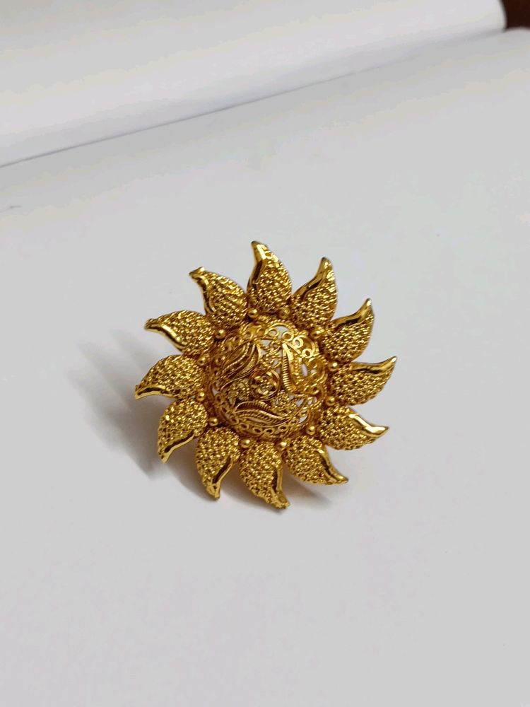 Gold Plated Flower Boom Adjustable Ring