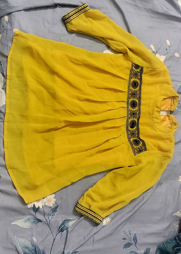 Yellow Flared Top