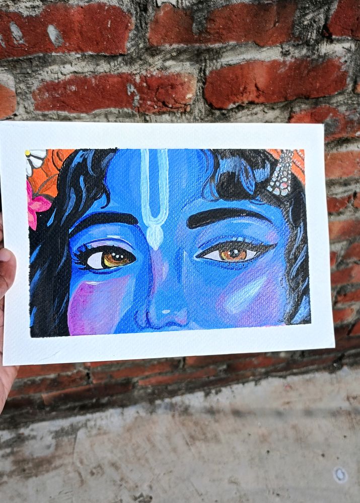 KRISHNA EYES ACRYLIC COLOUR PAINTING A5 SIZE