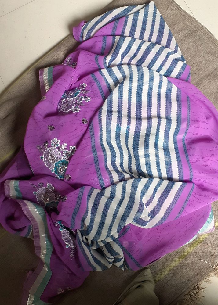 Purple Lehariya Saree