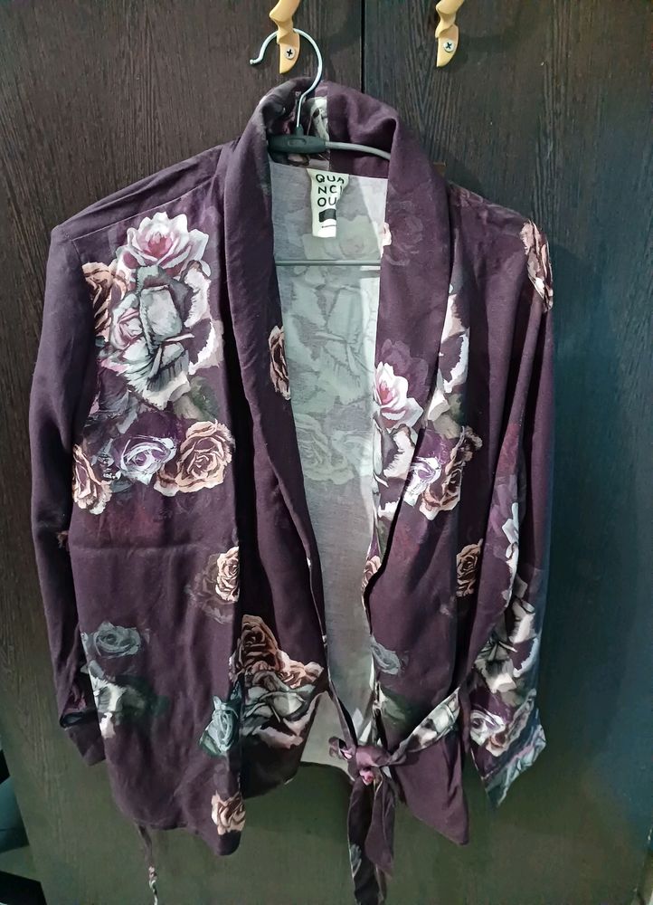 Rose Print Branded Blazer Style Jacket