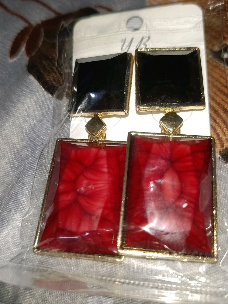 Red Black Earrings