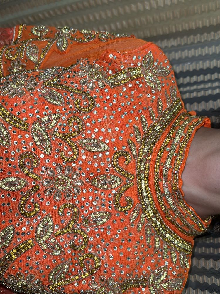 Orange Anarkali Set