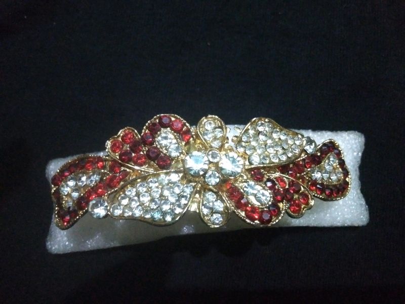 Red & White Diamond Hair Clip...Very New