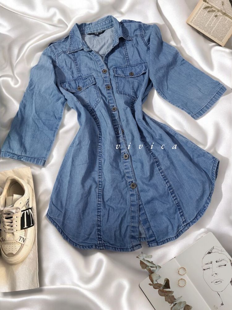 Women Denim shirt dress L size