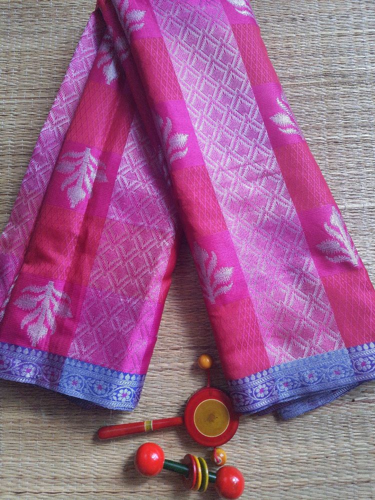 Pink and Greay Tussar Silk