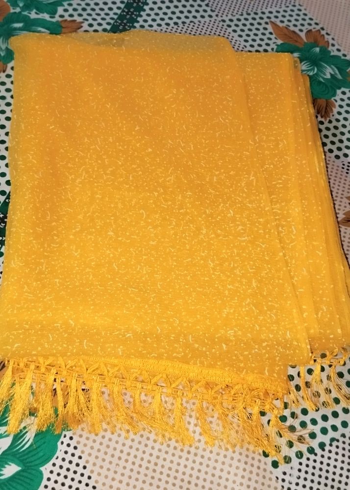 Yellow Net Saree