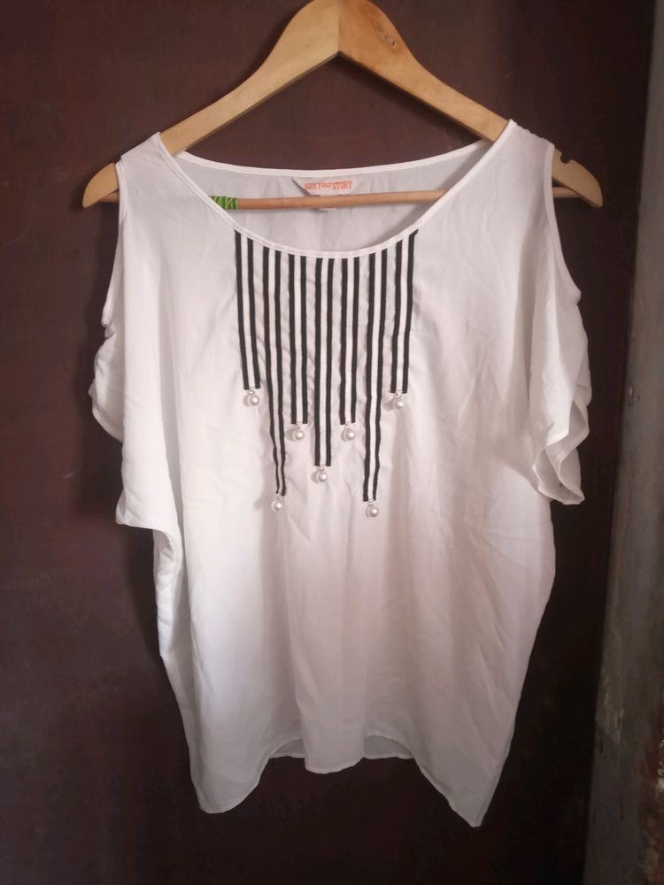 White Pearl Casual Top For Women