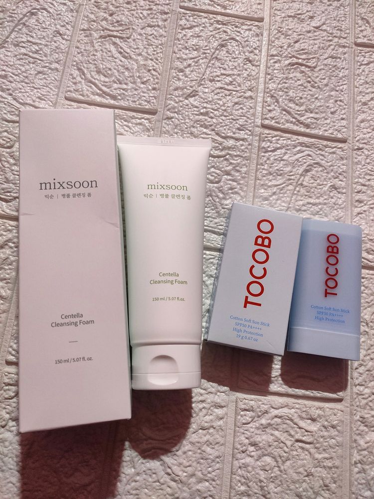 Mixsoon Facewash + Tocobo Sunscreeen Stick