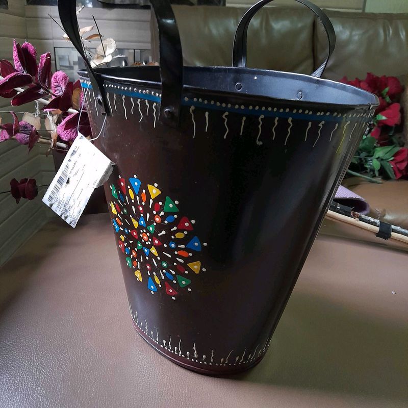 Metal Showpiece Bucket Hand Painted