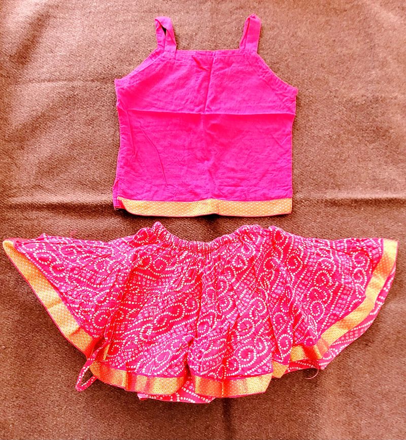 Bandhani Print Magenta Lehenga and Choli