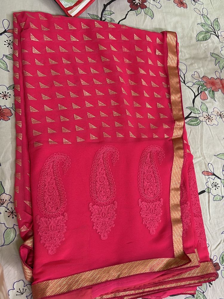 Thread And Print Saree