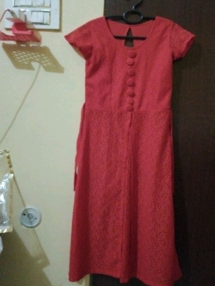 Red Front Cut Kurti ..