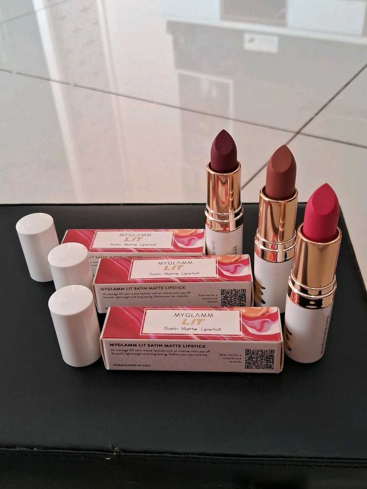 Myglamm Lit Satin Matte Lipstick Combo Of 3