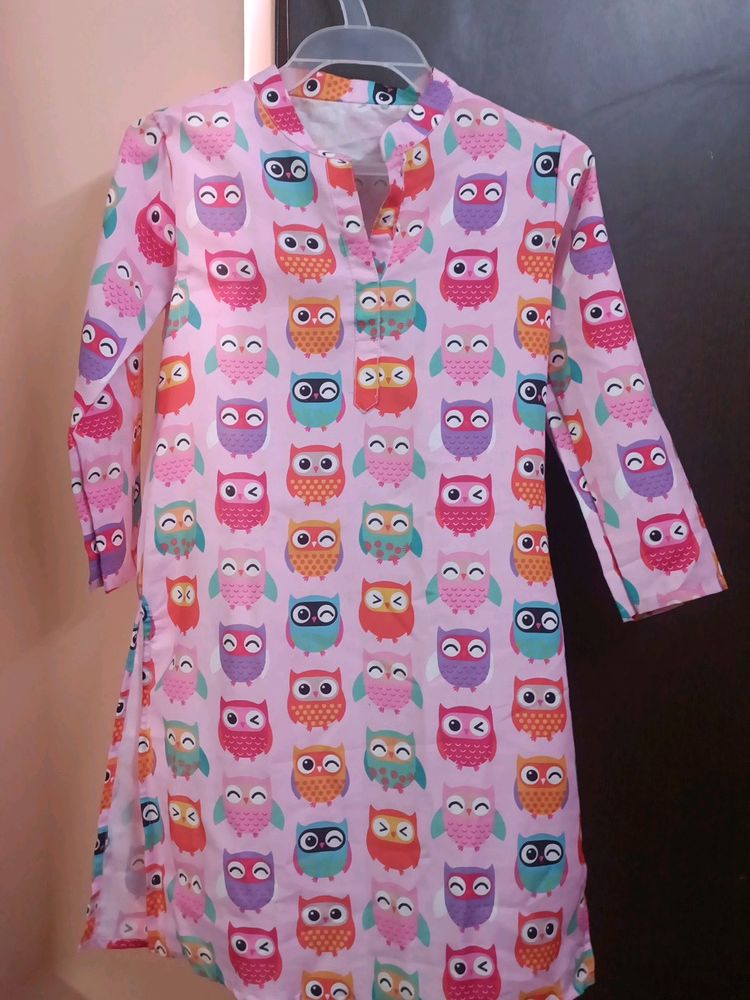 Cute Owl Print Party Wear  Royan Kurta for Boy