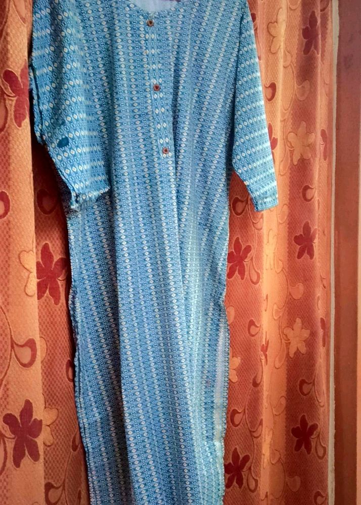 Pure Molmol Cotton Long Straight Kurti