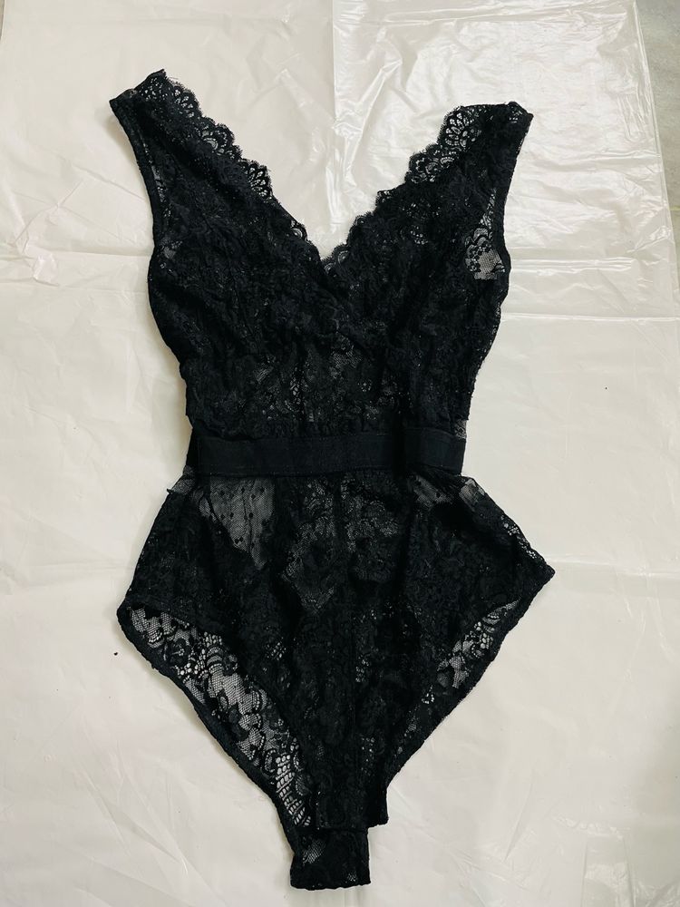 Women Sexy Black Net Bodysuit