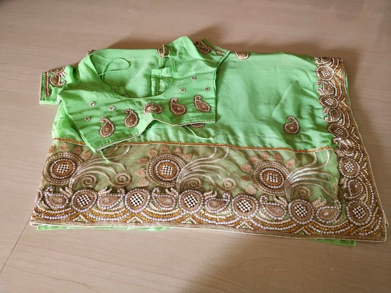 Parrot Green Sari