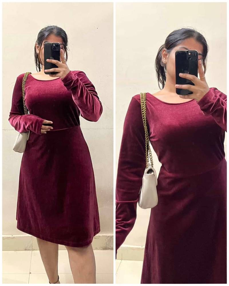 Maroon velvet Dress