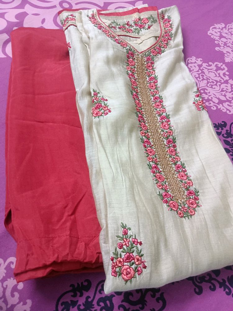 Beautiful Tan And Red Salwar Suit Set