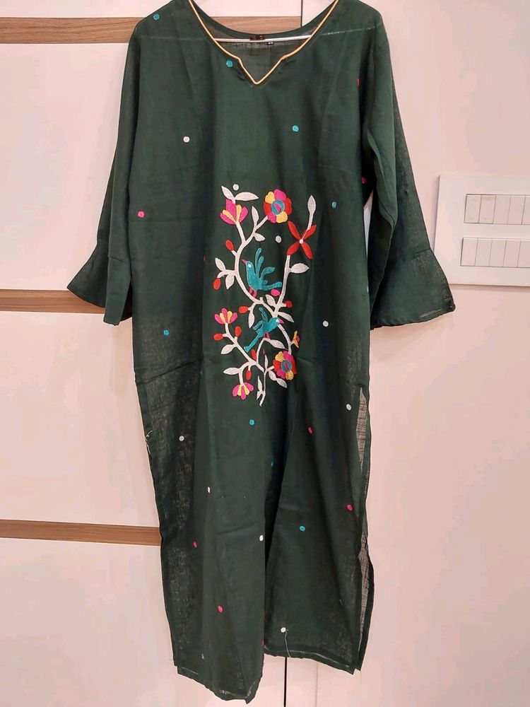 New Unused Jamdani Bottle Green 2 Piece Set