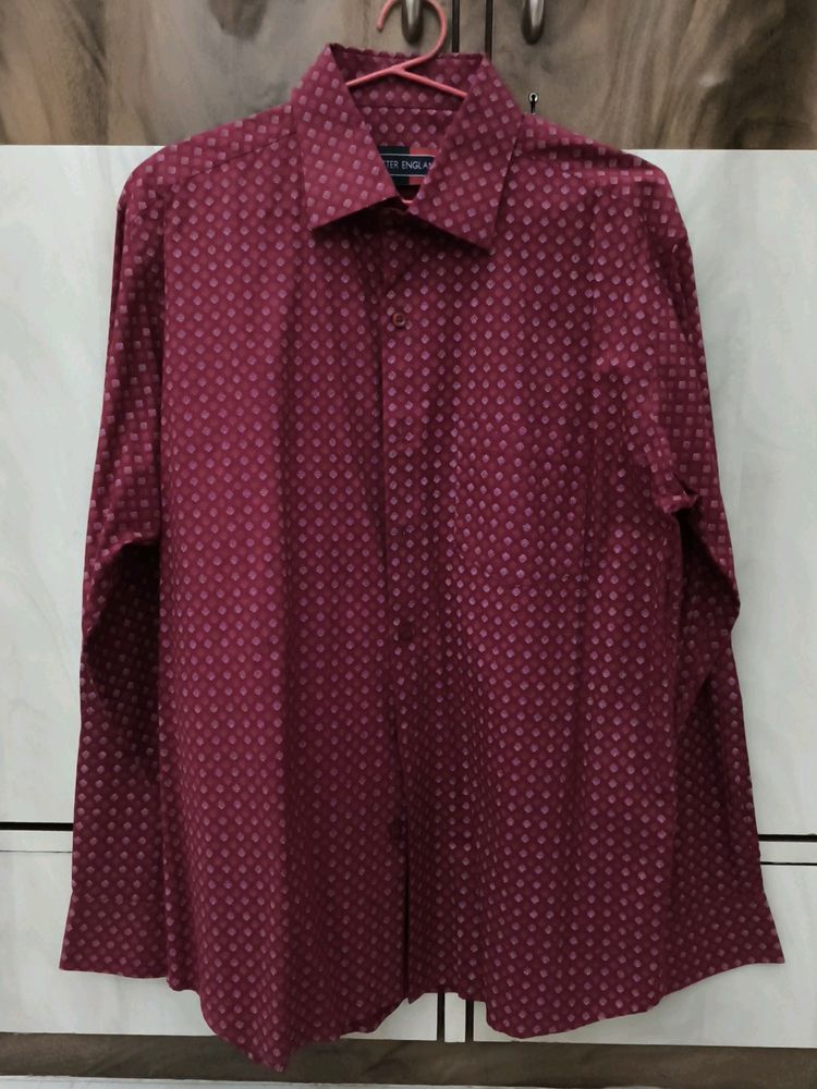 Maroon Cotton Printed Shirt