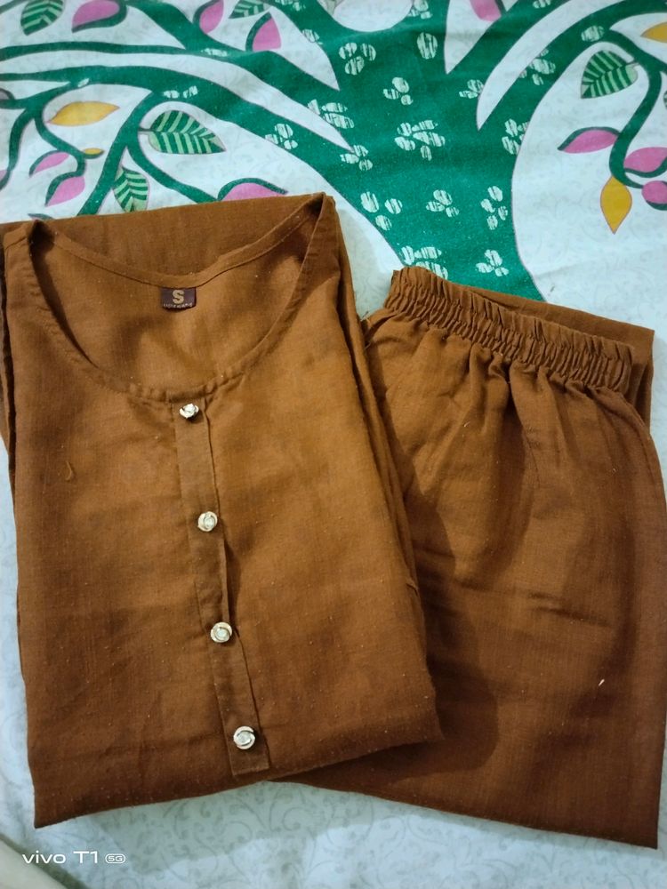 Brown Kurta Pant Set Size S