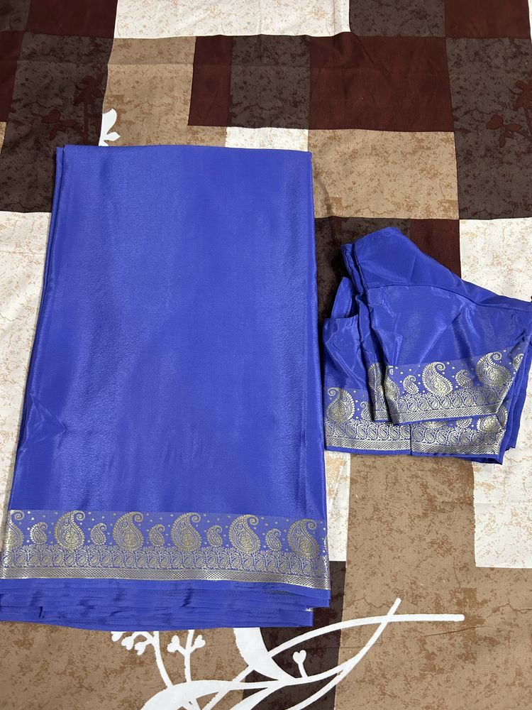 Plain Viloet Fancy Silk Saree