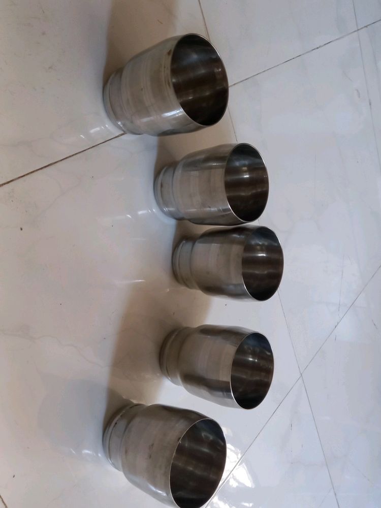 Set Of 5 Stainless Steel Glasses.