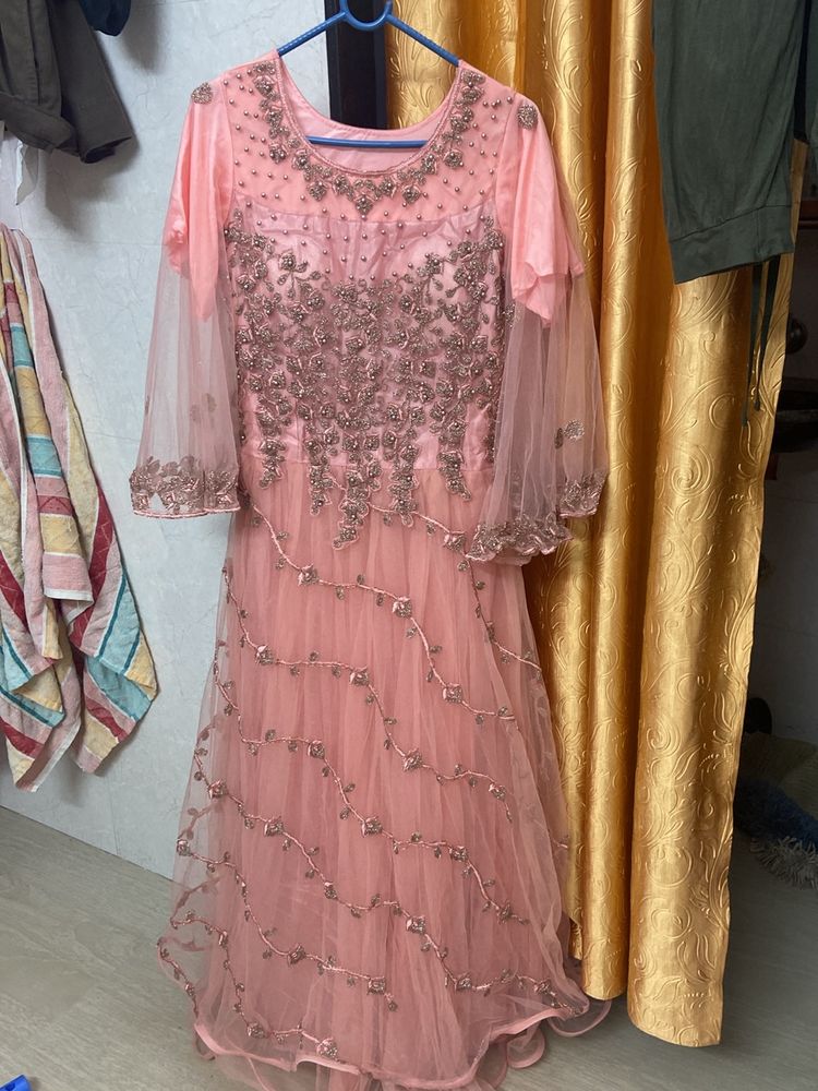 Beautiful Zari And Pearl Ethnic Gown