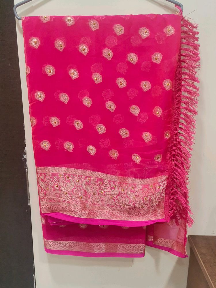 Hot Pink Saree