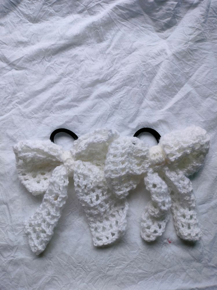 Hand Made Crochet Bow Hair Ties